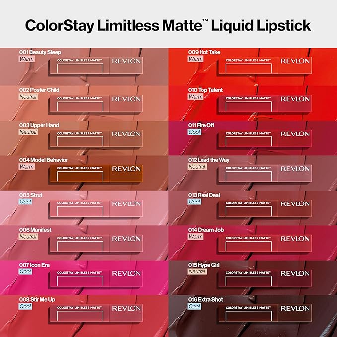 Revlon ColorStay Limitless Matte Liquid Lipstick, Vegan Formula, No-Budge, Longwear Lip Color, Long Lasting, Lightweight/Comfortable, Waterproof, 003 Upper Hand, 0.17 fl oz