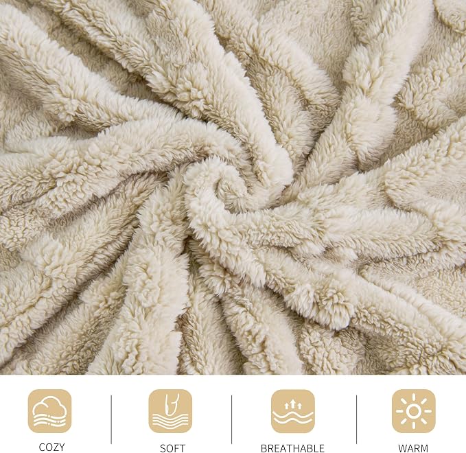 Aganear Fleece Throw Blanket for Bed Couch 90"x90" Khaki | Lightweight Fuzzy Throw,Warm Gift for Women,Christmas,Housewarming,Soft,Fall Boho Design for Room Home Decor,All-Season Use