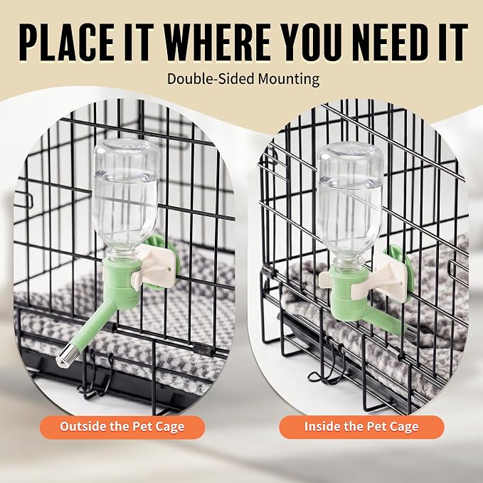 Choco Nose No-Drip Water Bottle for Small Dogs & Cats (10–25 lb) - Leak-Proof Patented 16mm Nozzle Helps Prevent Mess & Spills, BPA Free, Easy to Install Cage & Crate Mount Feeder, 10.2 fl oz (C590)