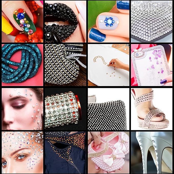 975PCS Gem Stickers Jewels for Crafts Face Gems 3/4/5/6MM Hair Nails Craft DIY Decor Makeup Stick on Body Crystal Clear Crystal Face Jewels for Women Face Gems 3Sheets (Geen)
