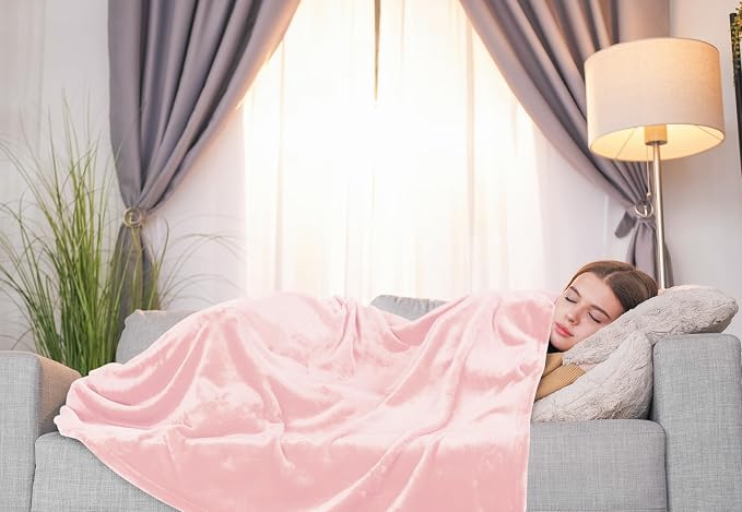 Utopia Bedding Ultra Soft Fleece Bed Blanket Throw Size Pink (50x60 Inches) | Microfiber Plush Warm Lightweight Breathable Cozy Blanket Anti-Static, All Season Use, Gift for Women and Men