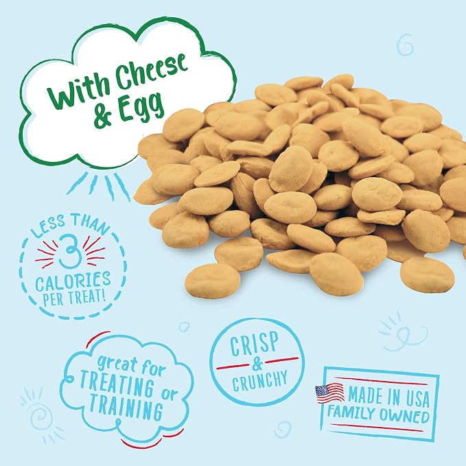 Charlee Bear Original Crunch Dog Treats, Cheese and Egg, 16 Ounce Resealable Bag, Low Calorie Training Treats for Dogs, Limited Ingredient, Healthy, Crunchy Dog Snacks, Made in USA (Pack of 2)