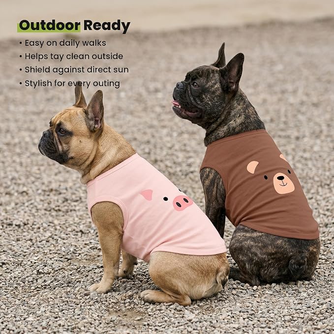 Fitwarm 3 Pack Bear Lion Pig Dog Shirt, Funny Dog Clothes for Small Dogs Boy Girls, Summer Pet Outfit, Cute Animal Costume, Brown, Pink, Blaze Orange, XS