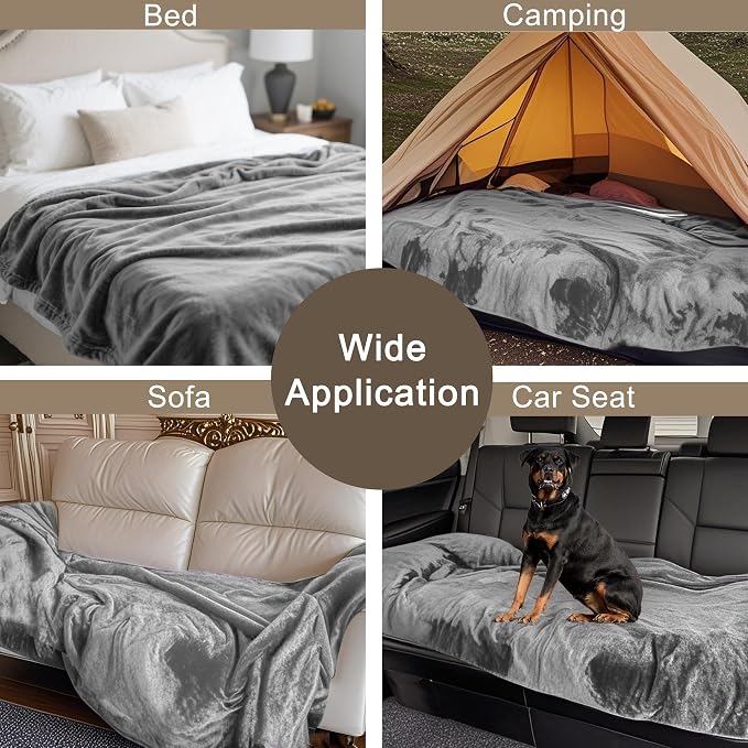 gogobunny Dog Blanket, Waterproof Reversible Sherpa Fleece Throw Blanket, Furniture Cover for Bed, Couch, Sofa Protection from Liquid Pee and Pet Fur of Puppy, Cat (Grey, 30x70 inches)