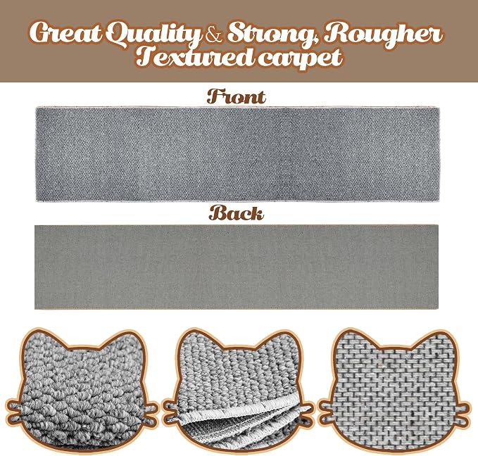 80"x15.7" Cat Wall Scratching Mat, Extra Large Cat Climbing Carpet with 20 Fixed Nails Wall Scratcher Furniture Protector for Couch, Sofa, Home (Grey)