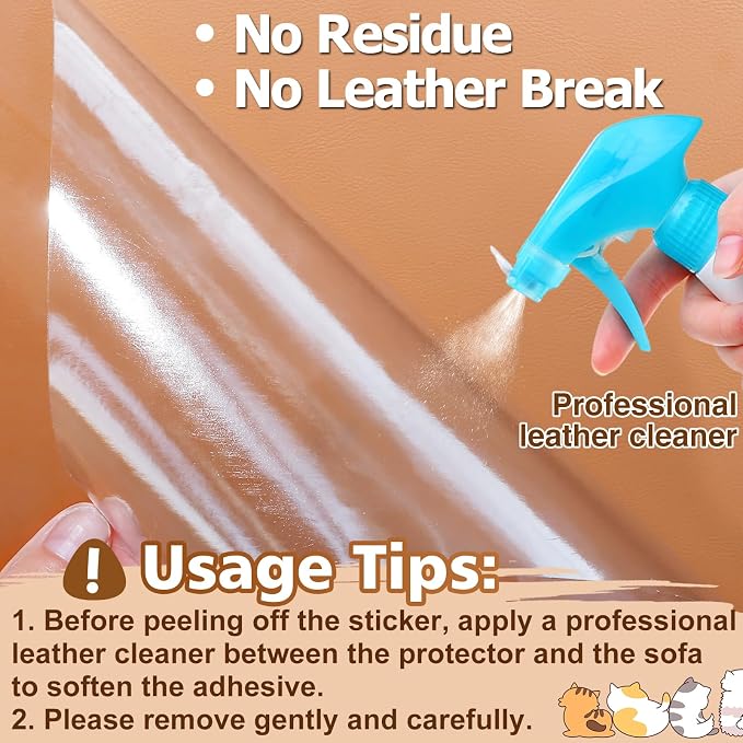 Acostop 16 Pack 17"x11.8" Cat Scratch Furniture Protector for Leather Couch | Easy to Remove Anti-Scratch Couch Protector from Cat, No Pins