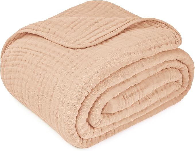Comfy Cubs Adult Muslin Blanket 108x90” King Swaddle Blankets, Cream | 6 Layer Soft, Breathable & Lightweight Muslin Adult Blanket - Machine Washable & Designed in the US Bedding for All Seasons