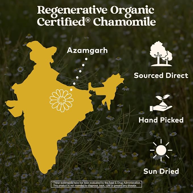 Organic India Purely Chamomile Tea - Regenerative Organic Chamomile Flowers, Caffeine Free, Calming & Relaxing Herbal Tea, Natural Support for Sleep & Relaxation - 18 Bags, Pack of 3