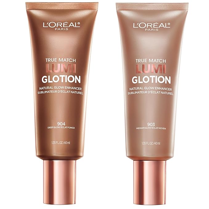 L’Oréal Paris True Match Lumi Glotion Medium and Deep Bundle, Highlighter and Bronzer For Radiant Glow, Pack of 2