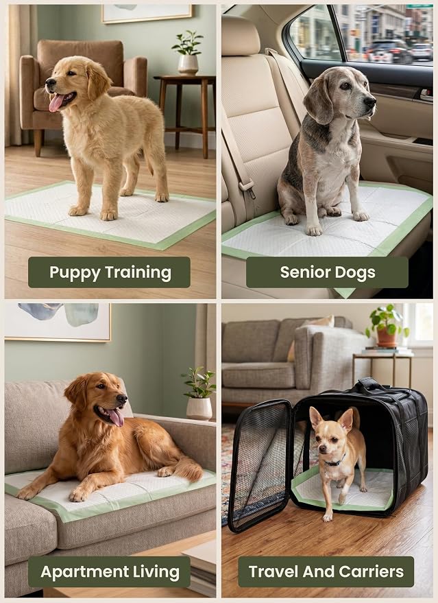 Pogi’s Puppy Pads with Sticky Tabs – Medium, Super Absorbent, Odor Blocking, 40-Count (18x24in)