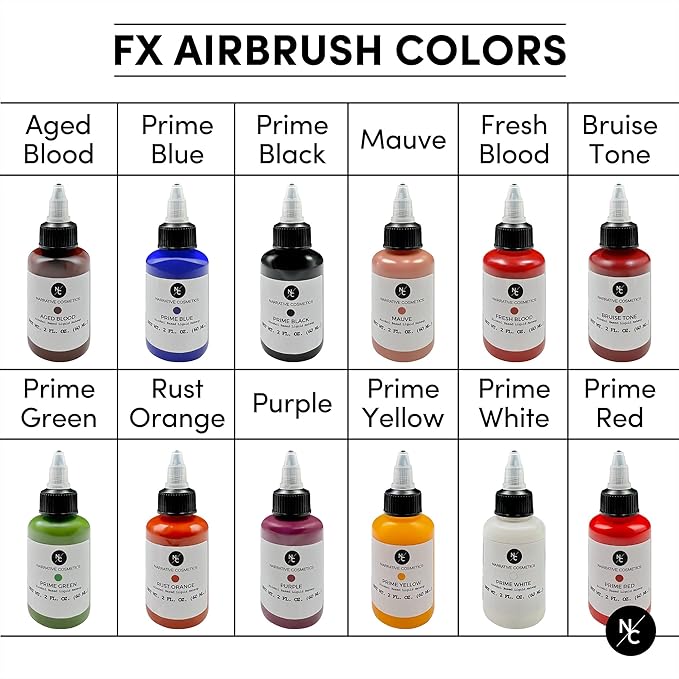 Narrative Cosmetics FX Alcohol Airbrush Paints - 2 fl oz, Skin Safe, Quick Dry, Waterproof, Sweatproof, Transferproof Liquid Makeup for Bodypainting, Theater, FX Makeup, Film and TV - Purple