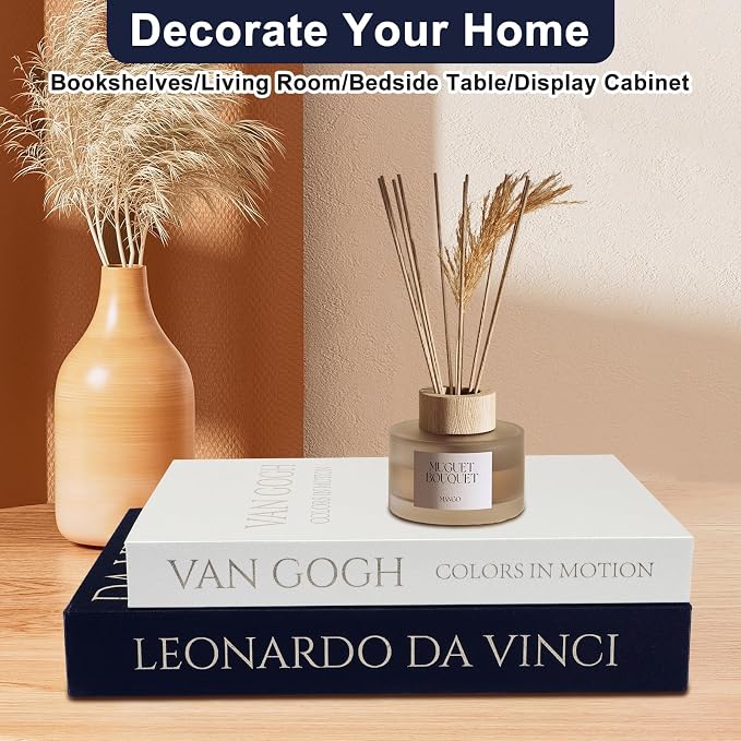 SUPERNIGHT Aesthetic Decorative Books for Home Decor, Set of 2 Linen Boxs | Storage Boxes for Living Room, Office, Coffee Table Decor, Elegant Fake/Faux Books, Hide Photo, Keepsake, Black+White