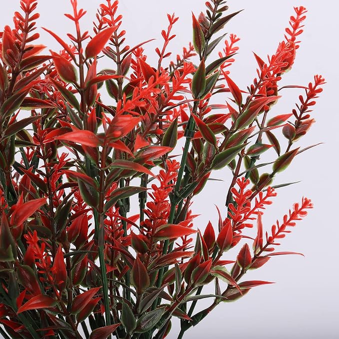 RECUTMS Spring Fall Decoration, Artificial Fake Outdoor Plants Flowers 36Pc | Faux Fall Orange Flowers for Planter UV Resistant Plastic Greenery for Outside Porch Home Patio Garden Window Box Decoration