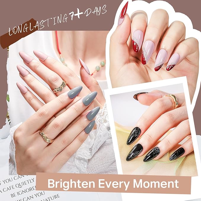 MIZHSE Quick Dry Nail Polish Set, 24 Colors Fall Winter Regular Nail Polish Non Gel, Air Dry Fast Trendy Glitter Bulk Gray Brown Nail Lacquer Oil-based Fingernail Toe Home DIY Gift for Women