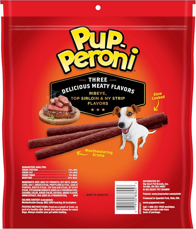 Pup-Peroni Triple Steak Flavored Dog Treats, 22.5 Ounce Bag (4 Count)