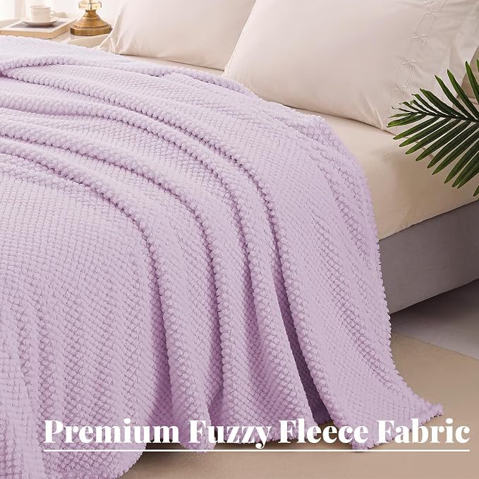 Whale Flotilla Soft Fleece King Size Bed Blanket, Lilac | 90x104 Inch, Suitable for Bed, Fluffy Fuzzy Jacquard Blankets for All Season, Lightweight and Cozy