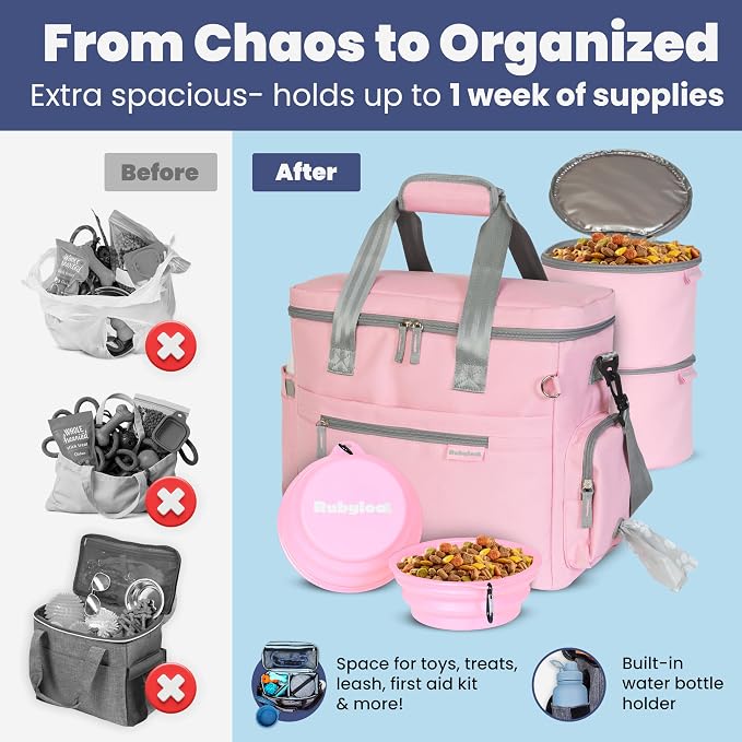 Rubyloo Original Doggy Bag™ Dog Travel Bag for Supplies with Travel Bowls