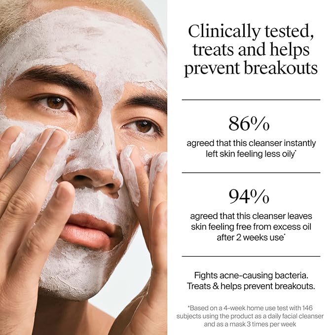 Neutrogena Evenly Clear Acne Cleansing Face Mask with 3.5% Benzoyl Peroxide Treats Breakouts & Bentonite Clay, Purifying Clay Mask Absorbs Oil to Visibly Improve the look of Skin, 4.2 fl. oz
