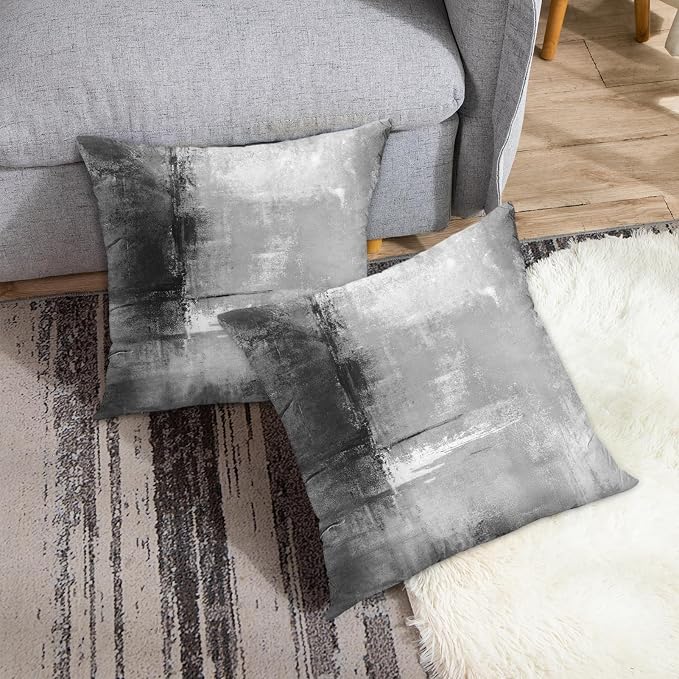 Emvency Throw Pillow Covers Set of 2, 18 x 18 Inch, Beige Abstract | Retro Grey Outdoor Decorative Square Pillow Cases Couch Cushion Case for Couch Bed Sofa Living Room Home Decor