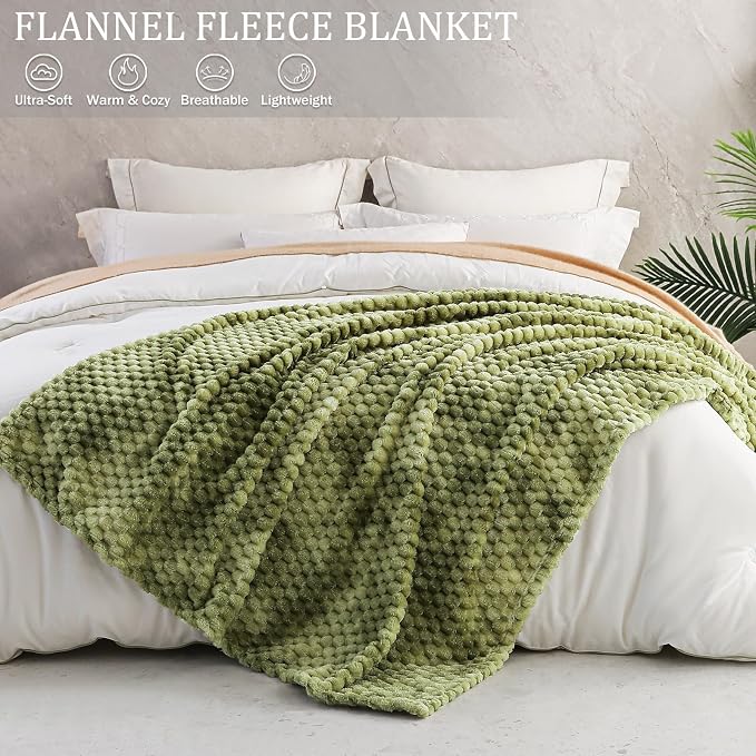 Exclusivo Mezcla 3D Fleece Twin Size Blanket for Bed, Tie-dye Olive | Extra Soft Fuzzy Plush Lightweight Bed Blankets, Cozy Fluffy Decorative Blankets for All Seasons, 60x80 Inches