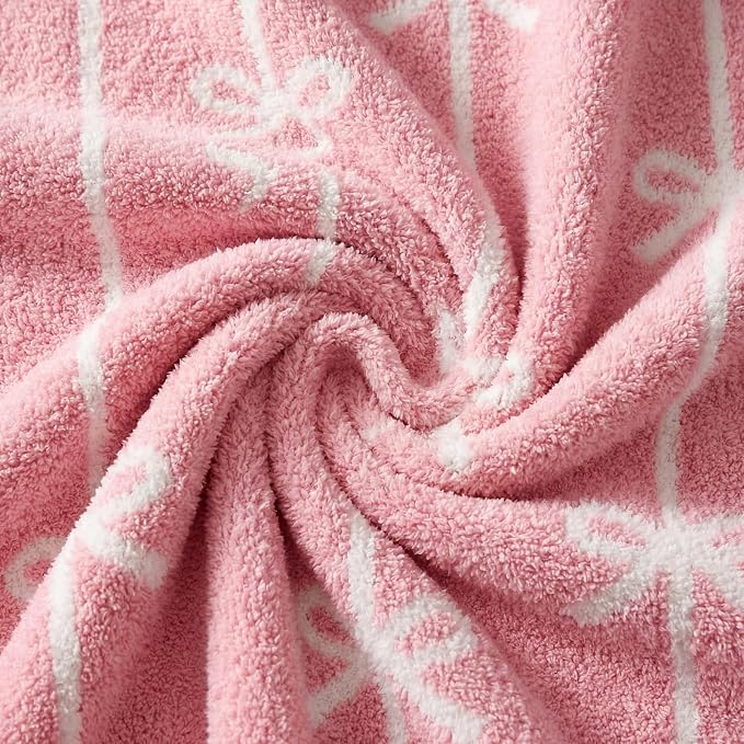 Soft Throw Blanket for Couch-Cozy Reversible Knitted Blankets | Lightweight Warm Fluffy Decor for Women, Mom, Her & Girls, Sofa, Chair, Bed, 50x60in, Pink Bow