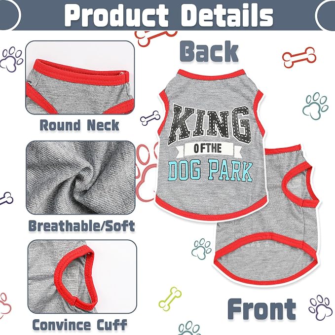 4 Pieces Dog Clothes for Small Dogs Boy Dog Shirt Puppy Clothes for Chihuahua Yorkie Soft Cute Pattern Pet Cat Clothing Black Grey Red Green XXS~M (XXSmall)