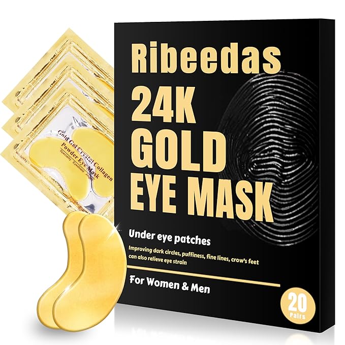 Gold Eye Mask,20 Pairs Golds Eyes Patches,Collagen Moisten Gold Eye Patches for Puffy Eyes,Reduce Dark Circles,Bags,Wrinkles,Under the Eye Self Care