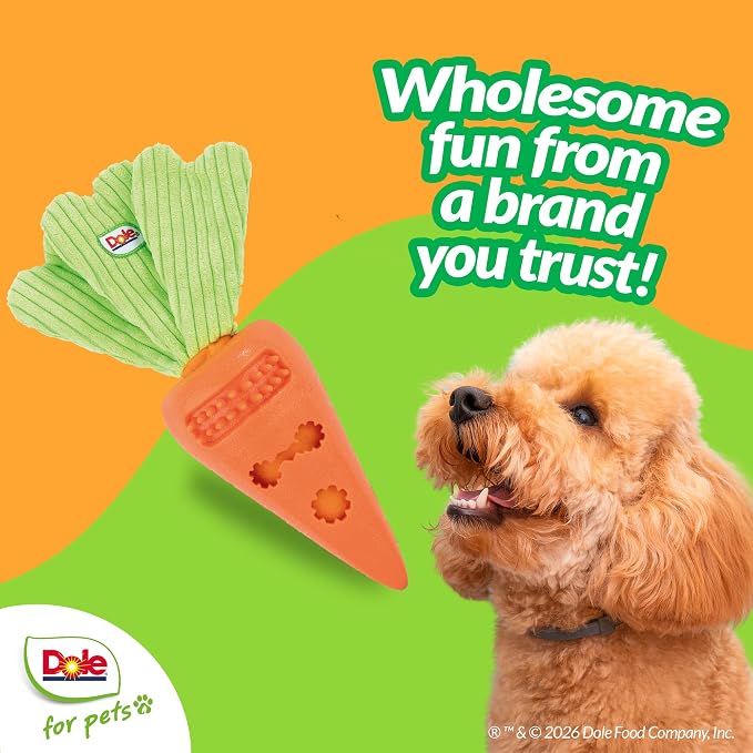 Dog Puzzle Toy with Crinkle Squeak Insert, Dog Enrichment Toys, Carrot Dog Treat Toy, Great Mental Stimulation for Dogs