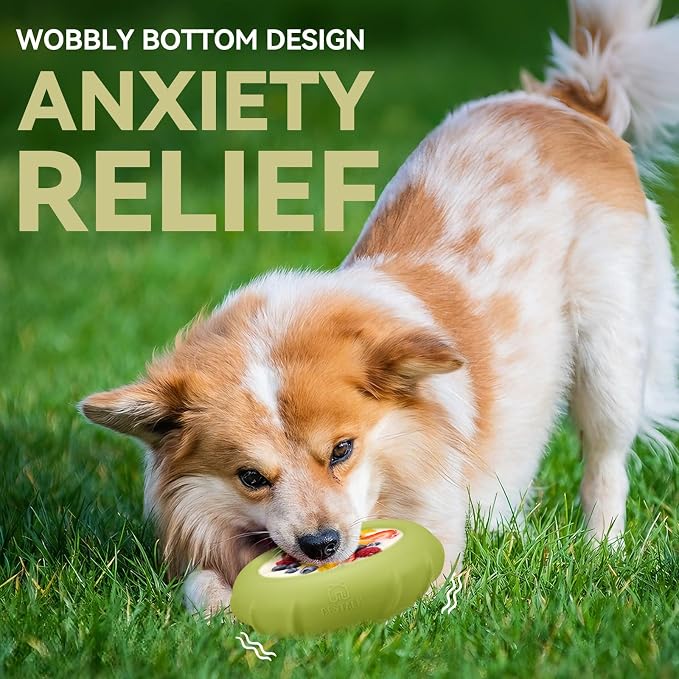 Dog Lick Bowl, Bestalk Wobbly Freeze Bowl Enrichment Feeder for Dogs, Anxiety Relief Lick Mat Puzzle Toy for Distraction, BPA Free Silicone, Dishwasher Safe(Green,S)