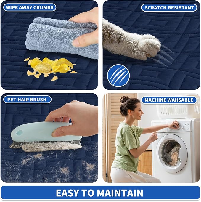 2026 Waterproof Bed Sofa Blanket (68"x82") Comfy Couch Sofa Mat for Dog Pets with Anti-Slip Back, Universal Incontinence Lightweight Liner Pad for Furniture Car Picnic etc Durable Washable, Navy Blue