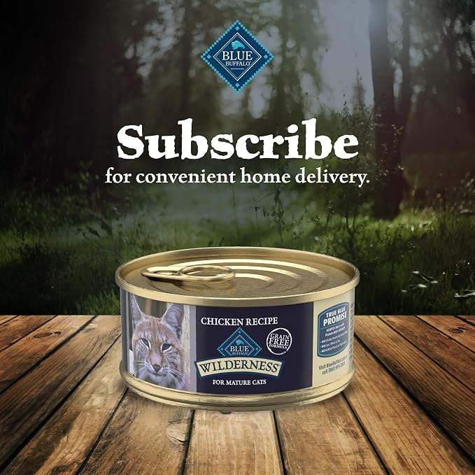 Blue Buffalo Wilderness High-Protein Grain-Free Wet Food for Adult Cats 7+,Chicken Recipe,5.5-oz.,(Pack of 48)