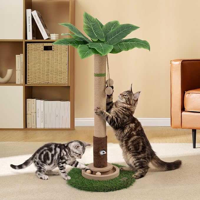 Tall Cat Scratching Post,Cat Toys,Cat Scratcher Tree for Large Cat | Heavy Duty,Protect Sofa,Modern Boho,Cat Ball Track,Cat Tree,For Indoor Cats