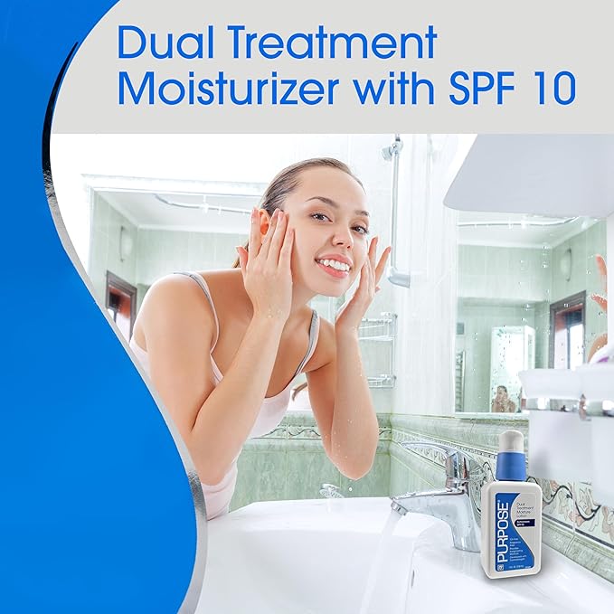 Purpose Dual Treatment Moisture Lotion with SPF 10 – Oil-Free, Fragrance-Free Daily Moisturizer for Sensitive Skin - 4 Fluid Oz.