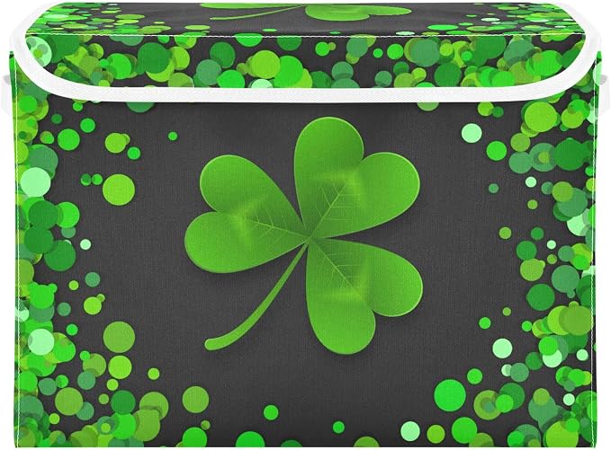 St. Patrick's Day Storage Bins with Lids and Carrying Handle,Foldable Storage Boxes Organizer Containers Baskets Cube with Cover for Home Bedroom Closet Office