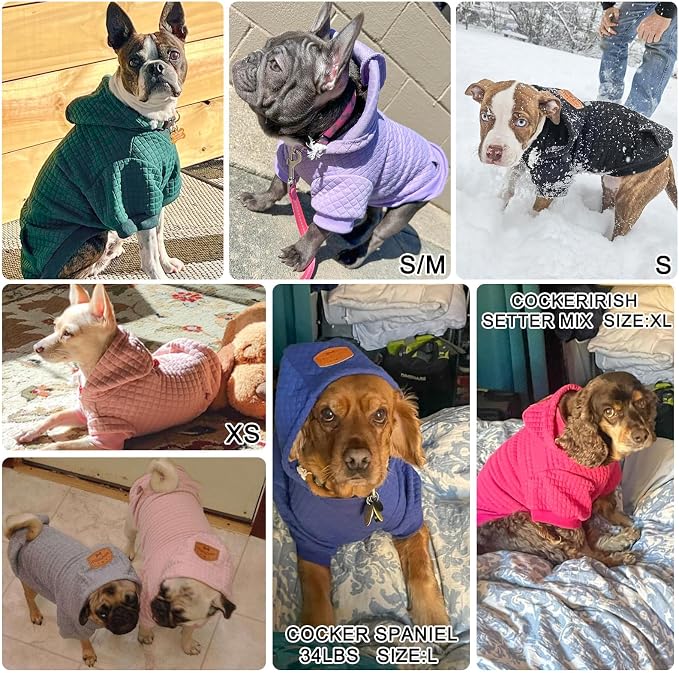 BEAUTYZOO Dog Sweaters for Large Dogs Girls Boys, Warm Winter Dog Hoodie Sweatshirt with Pocket & Leash Hole,Soft Waffle-Like Laminated Cotton Pet Clothes for Big Breeds Indoor Outdoor Cold Weather
