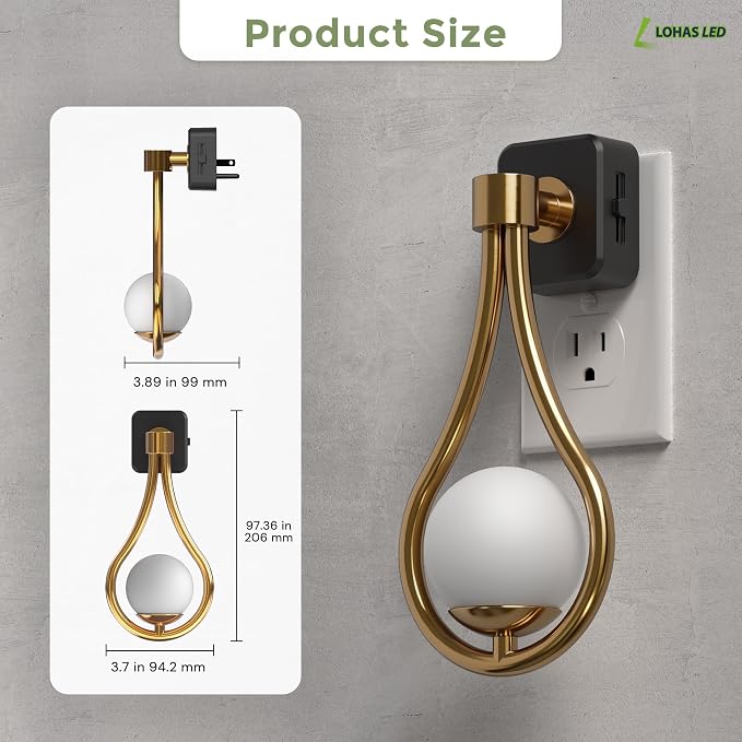 L LOHAS LED Night Lights Plug Into Wall, Dusk to Dawn Sensor | Soft White 3000K Nightlight, 0-100LM Adjustable Brightness 330°Rotating Plug in Night Light Bathroom Hallway Bedroom Stairway