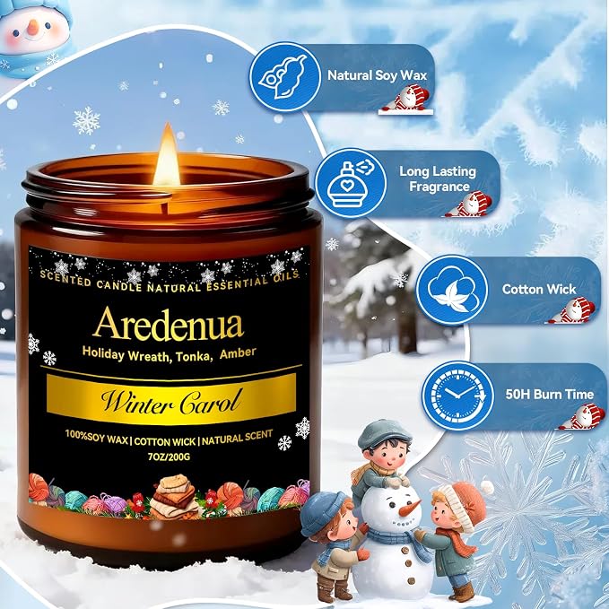 Warm Cashmere Scented Candle – Cozy Cashmere & Soft Vanilla Clean Scent, Soy Candles for Home Scented, 50 Hours Burn Time Long Lasting Candle for Relaxation - 7oz Aromatherapy Candles