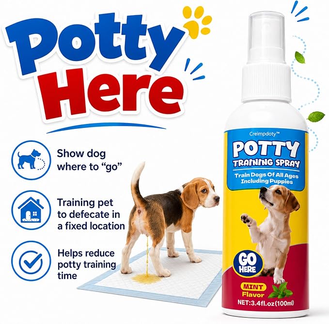 Dog Potty Training Spray Set, Puppy Pee Spray, Stops Urination & Marking, Indoor & Outdoor Potty Training for Dogs & Puppies, Essential Tools for Dog Training (3.4 fl oz, 2-Pack)