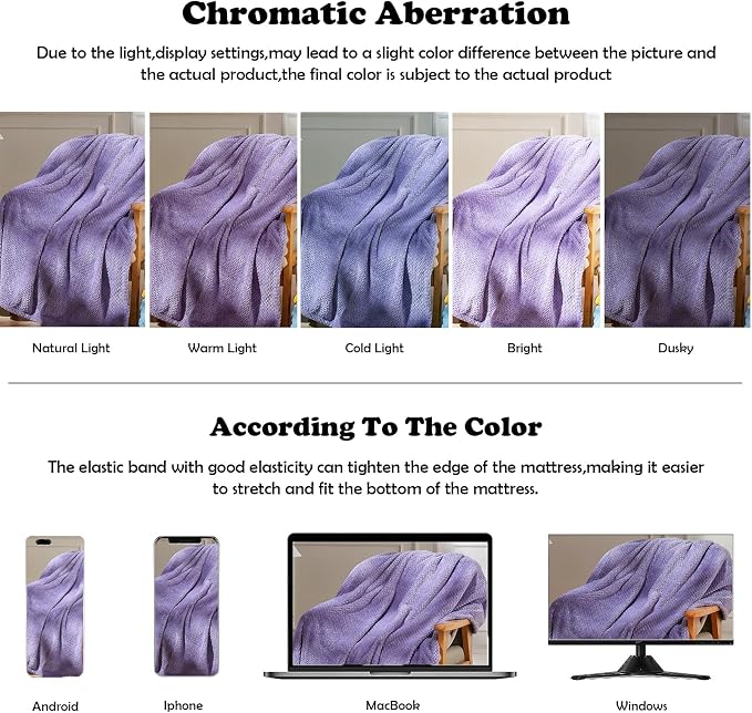 NEWCOSPLAY Fleece Leaves Pattern Twin Blanket, Lavender, 60"x80" | Super Soft Throw Blanket, Lightweight Cozy Bed Sofa Blanket, Premium Silky Flannel Fleece, Travel Blanket for All Season Use