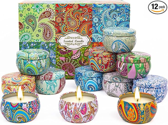 Alikiai Scented Candles Gifts for Women, Candles for Home, 12 Pack Soy Wax Candles Sets, Birthday Gifts for Women Mom Best Friends Sister Colleague