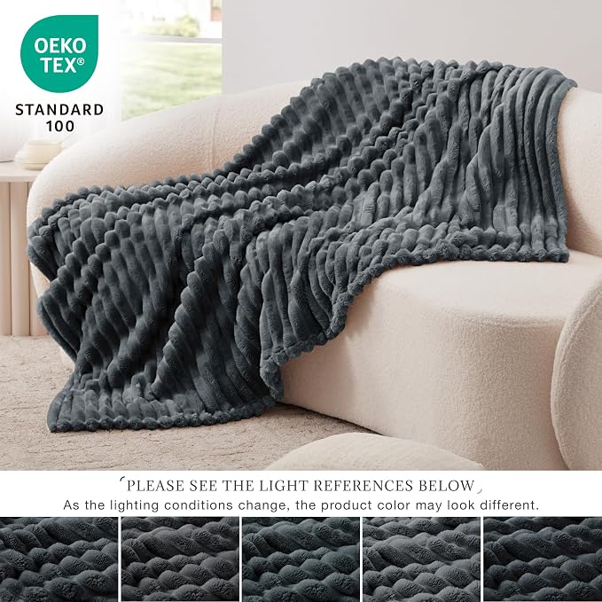EXQ Home Gentle Soft Fleece Throw Blanket – Cozy Lightweight Blanket for Couch Bed – All-Season Warm Fuzzy Flannel Blanket for Women Mom Her – Gifts for Birthday(60"x80",Charcoal Grey)