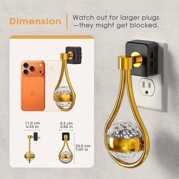 RGB Night Lights Plug into Wall, Color Changing Nightlight | Dusk to Dawn Sensor, 330° Rotating Night Light with Waterdrop Design, Ideal for Bedroom, Hallway, Living Room, Home Decor