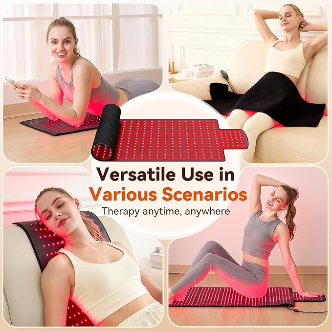 Extra Large Red Light Therapy Mat, High-Density LEDs Full Body Red Light Therapy, 660nm & 850nm Dual Wavelengths, Foldable Red Light Therapy Blanket with Timer, 40" x 16.5"