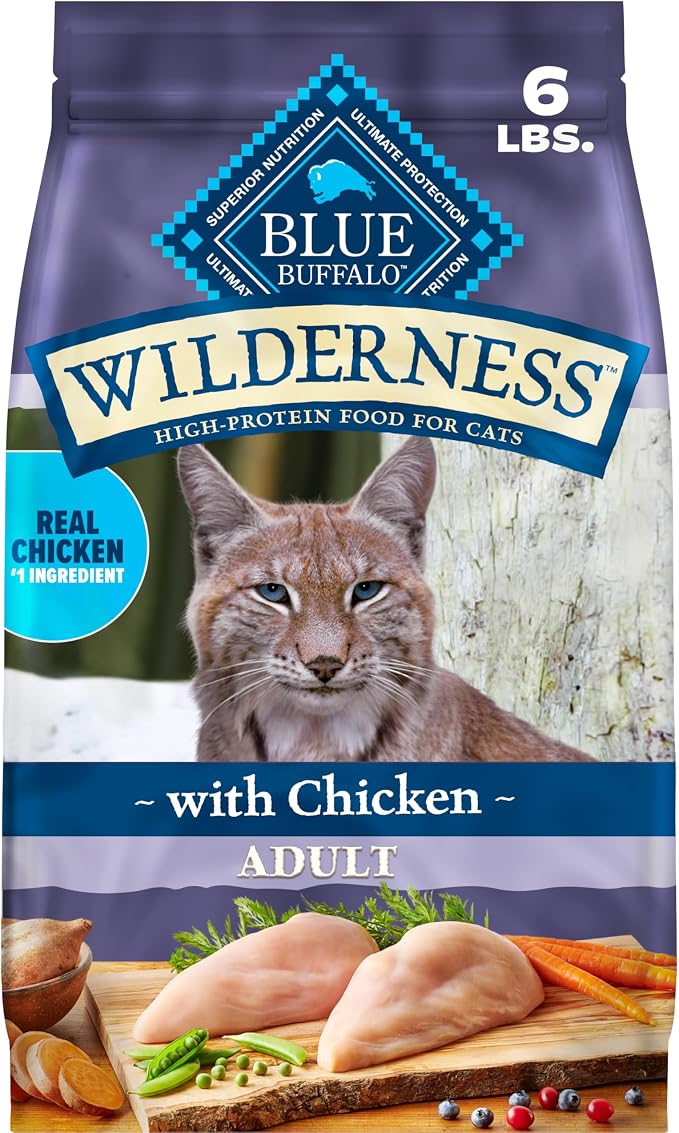 Blue Buffalo Wilderness Chicken Adult Dry Cat Food, Grain-Free, 6 lb | Real Chicken #1 Ingredient, High Protein Nutrition, Supports Immunity with Antioxidant-Rich LifeSource Bits