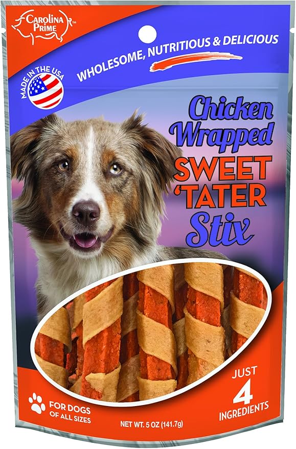 Carolina Prime Pet 45306 Chicken Wrapped Sweet Tater Stix Treat for Dogs ( 1 Pouch), One Size