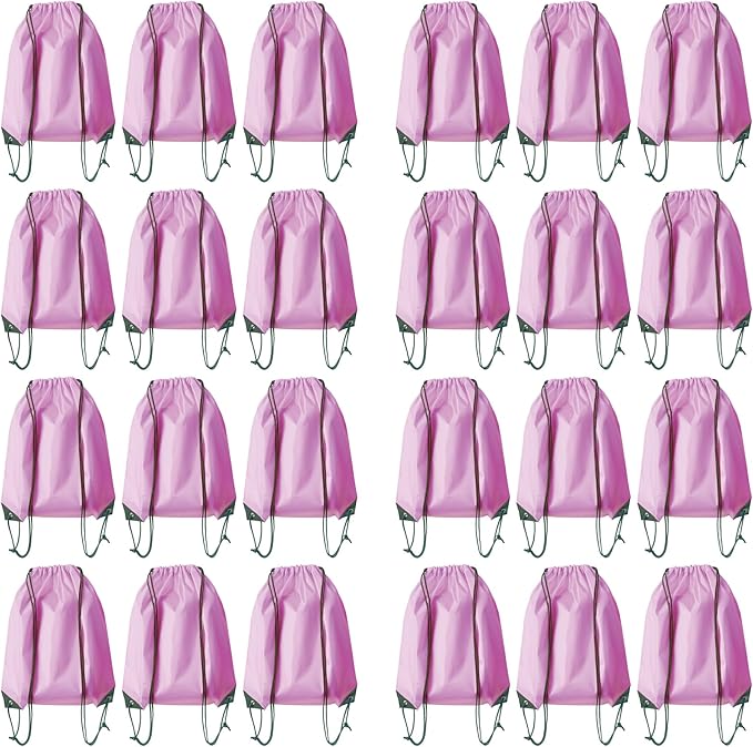 Drawstring Backpack Bulk 24Pcs Draw String Backpack Bags DIY Gym Sports Traveling Yoga Cinch Bag Sackpack Drawstring(pink)
