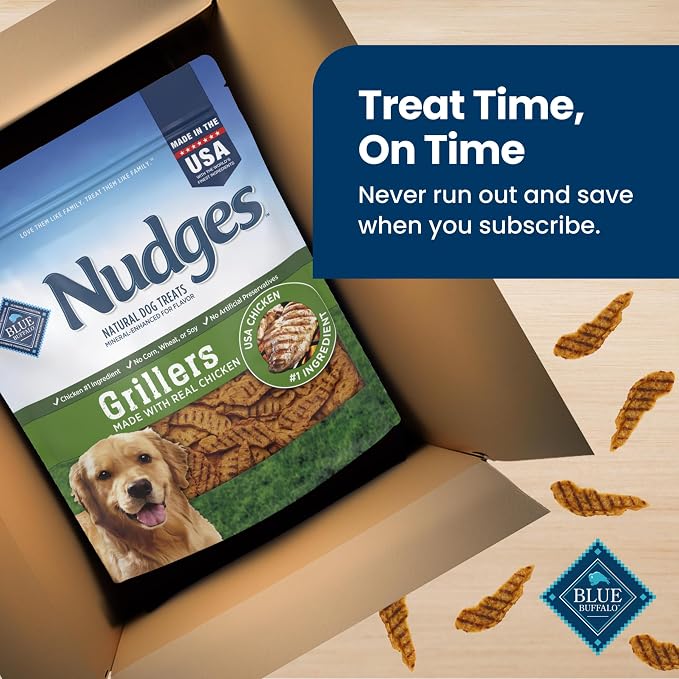 Blue Buffalo Nudges Grillers Chicken Dog Treats, 16 oz | Real Chicken First, Oven-Dried, Easy to Tear, For All Breed Sizes, No Artificial Preservatives