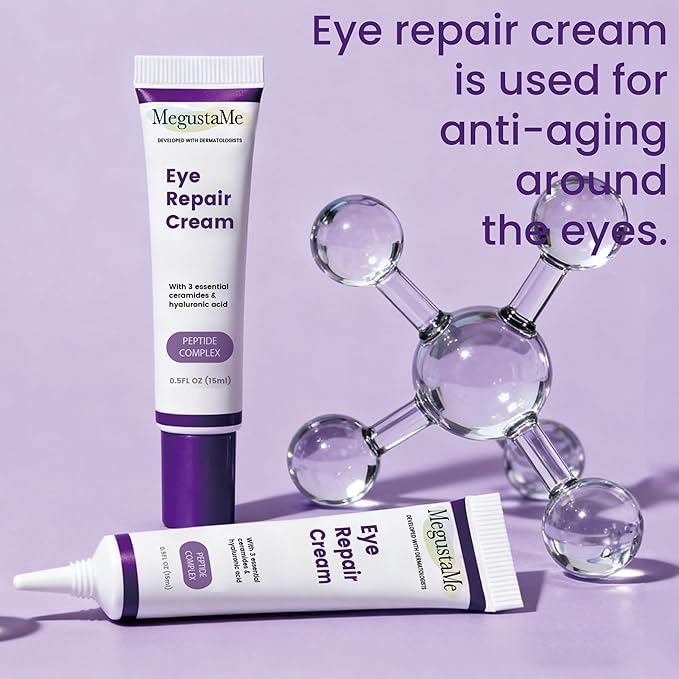 Eye Repair Cream 15ml - Peptide Complex Eye Cream with 3 Essential Ceramides, Niacinamide & Hyaluronic Acid, Dermatologist Developed Anti-Aging Eye Treatment for Fine Lines, Dark Circles.