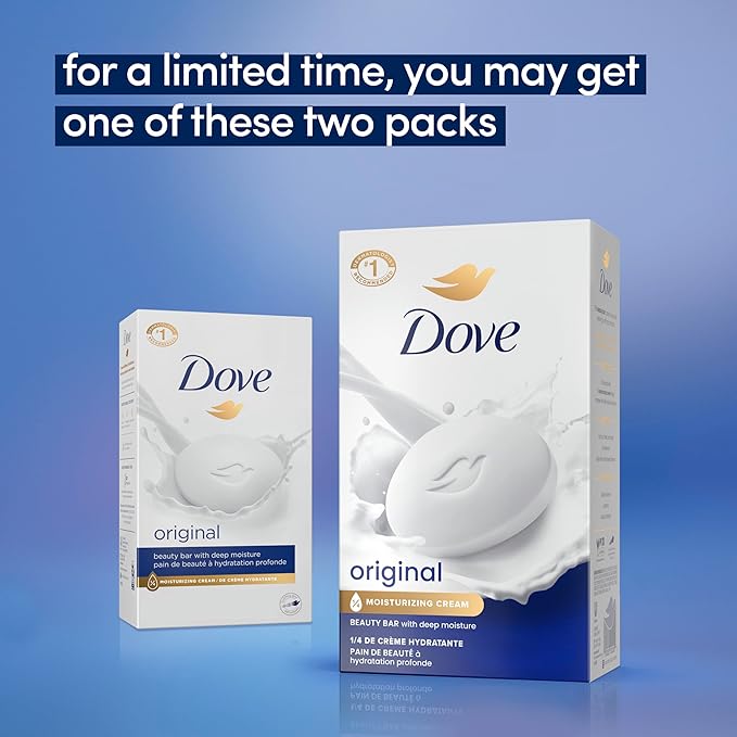 Dove Beauty Bar Soap Original for Soft,Smooth Skin,with 1/4 Moisturizing Cream 3.75 oz,(Pack of 16)