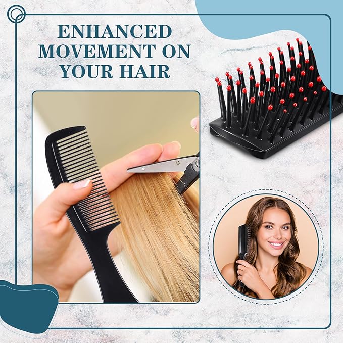 SiliFine 96 Pcs Bulk Hair Brush Combs for Homeless Individually Wrapped Hair Brush and Comb Set for Women Hotel Nursing Charity Travel(Black)